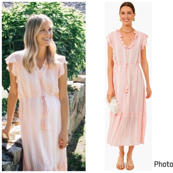 Tuckernuck Peachy Pampelonne Maxi Dress Pink Tie Waist Small‎ - Picture 1 of 7